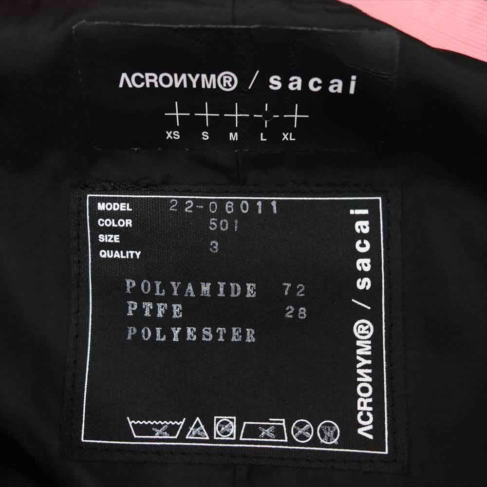 Sacai サカイ 22SS 22-06011 ACRONYM アクロニウム CROP JACKET クロップ ジャケット チャコールグレー系 3【極上美品】【中古】