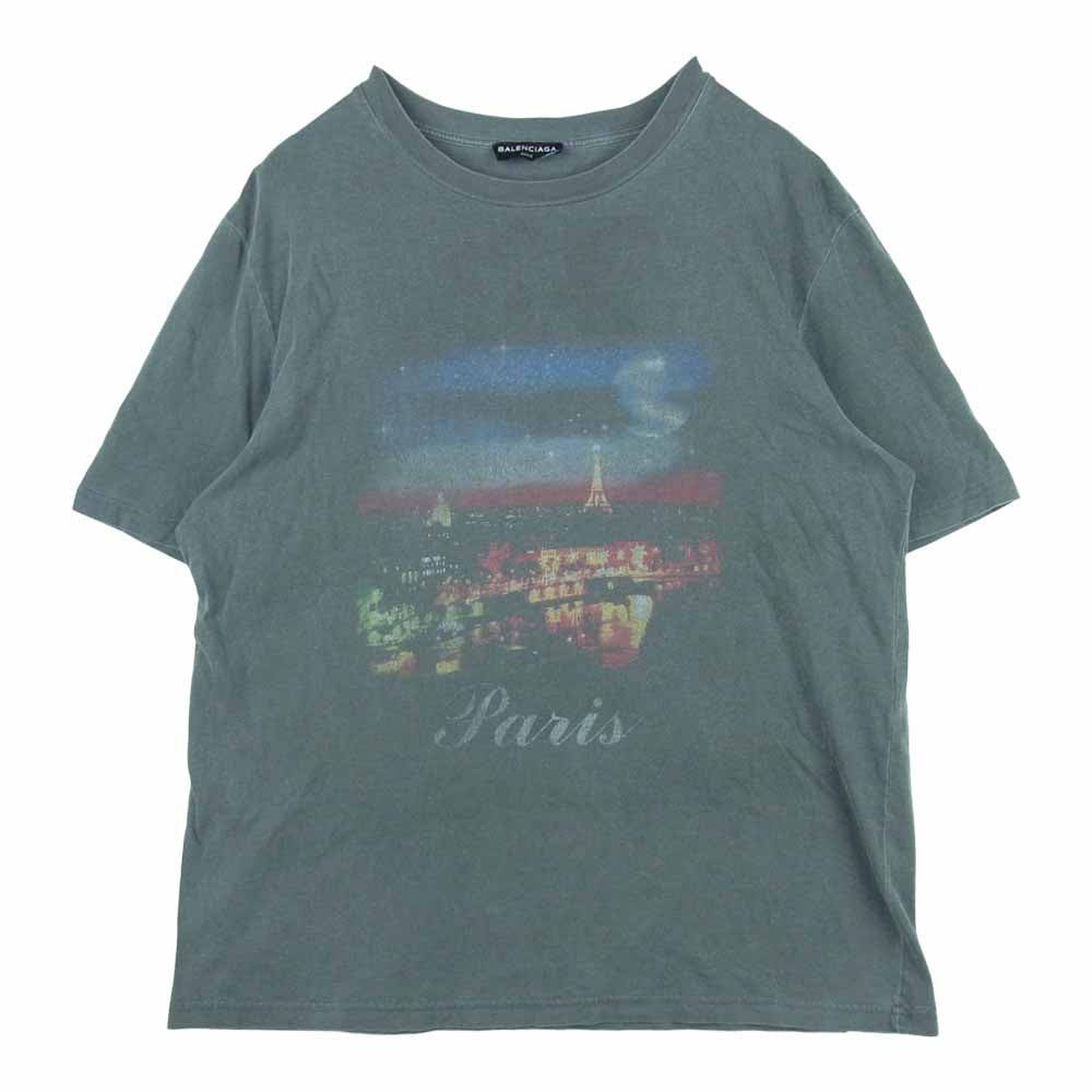 BALENCIAGA バレンシアガ 508185 TYK36 PARIS TEE パリ プリント 半袖 Tシャツ コットン グレー系 L【中古】