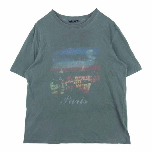 BALENCIAGA バレンシアガ 508185 TYK36 PARIS TEE パリ プリント 半袖 Tシャツ コットン グレー系 L【中古】