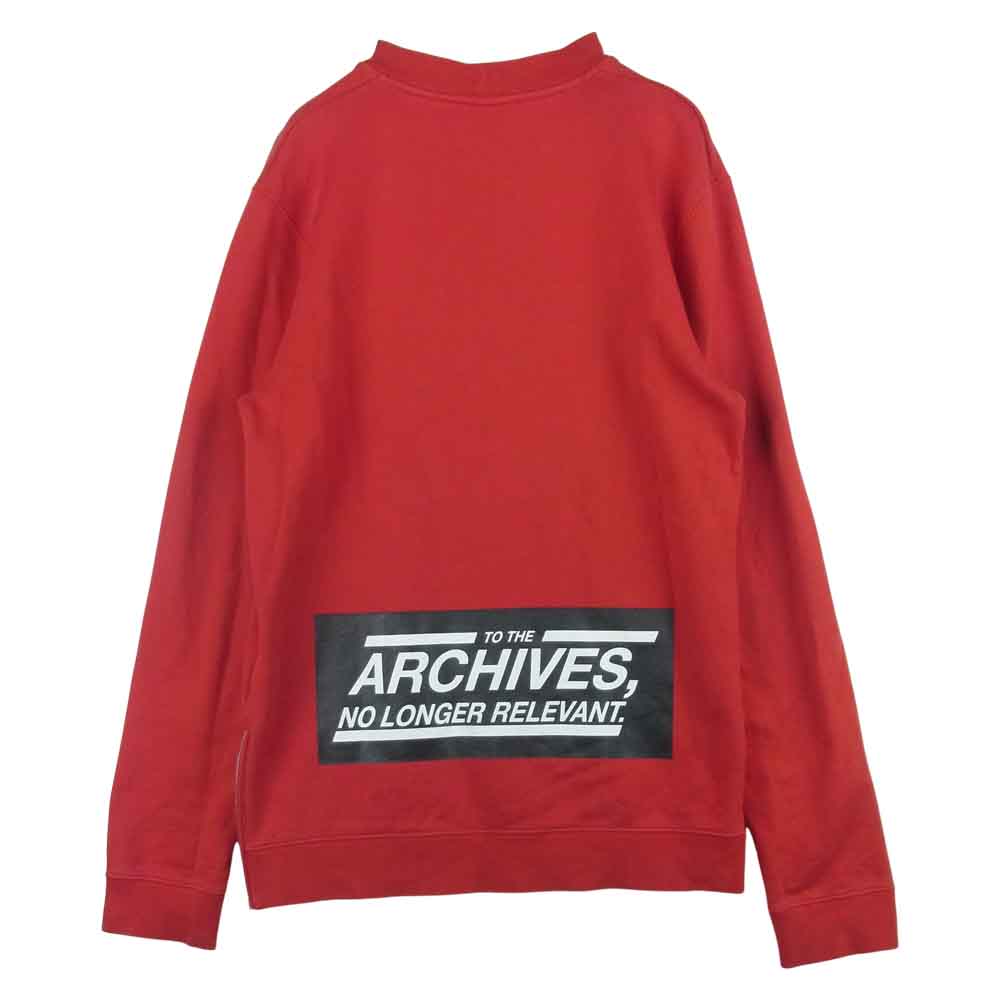 RAF SIMONS ラフシモンズ TO THE ARCHIVES トゥーザ アーカイブス バック プリント サイド ジップ スウェット レッド系 M【中古】