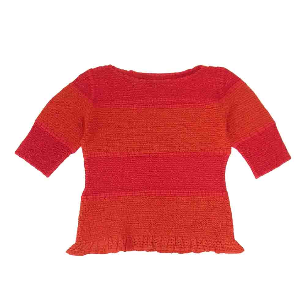 ペプラム バイ ヨシキヒシヌマ  シワ加工 フレア カットソー  レッド系 10【美品】【中古】