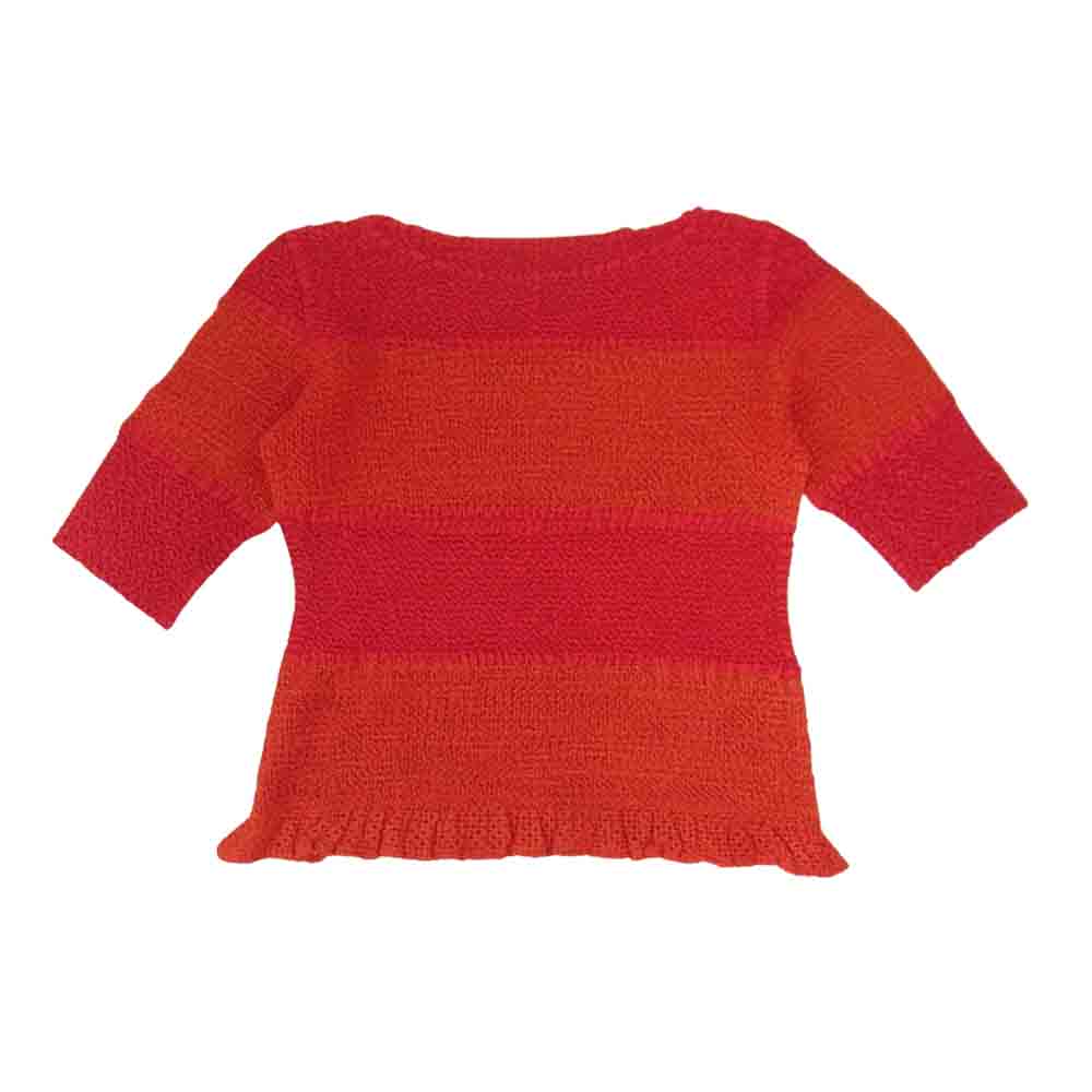 ペプラム バイ ヨシキヒシヌマ  シワ加工 フレア カットソー  レッド系 10【美品】【中古】