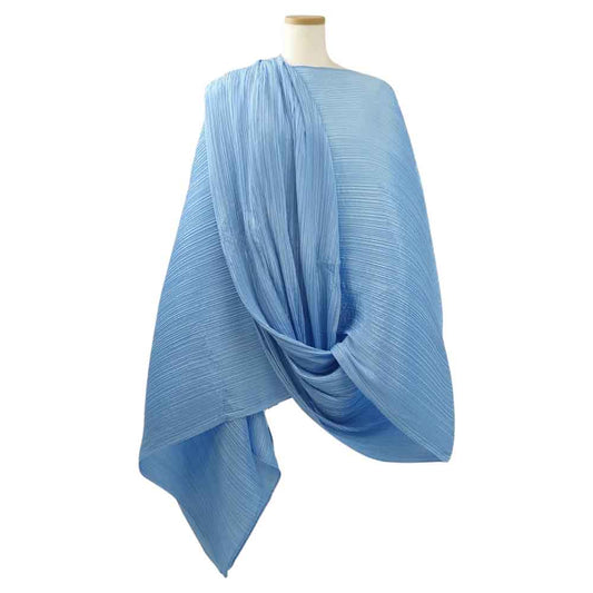 PLEATS PLEASE プリーツプリーズ イッセイミヤケ PP71-AD038 プリーツ加工 アームホール付き ロング ストール 水色 ライトブルー系【美品】【中古】