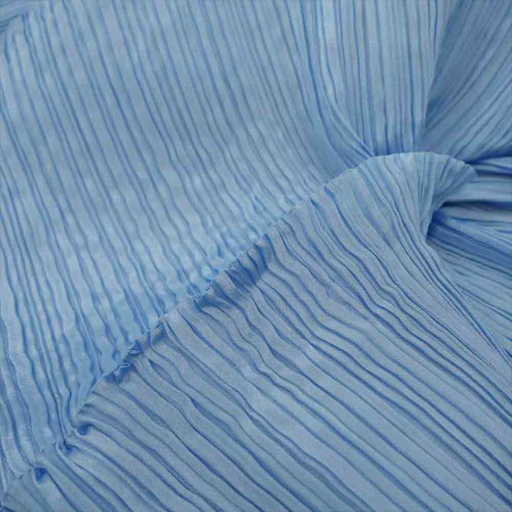 PLEATS PLEASE プリーツプリーズ イッセイミヤケ PP71-AD038 プリーツ加工 アームホール付き ロング ストール 水色 ライトブルー系【美品】【中古】