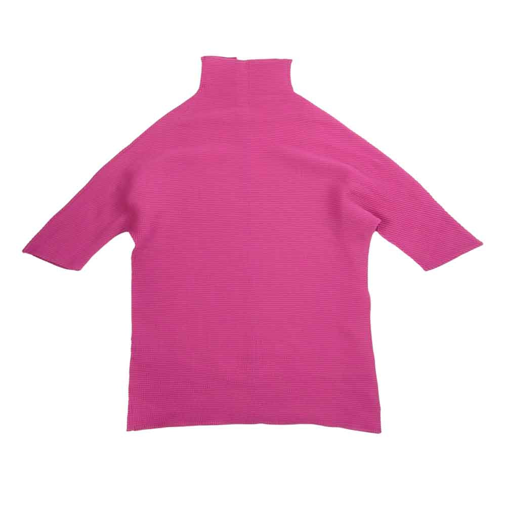 イッセイミヤケ プリーツ PP16FJ061 ボックスプリーツ ボルトネック カットソー 半袖 ピンク ピンク系 3【美品】【中古】