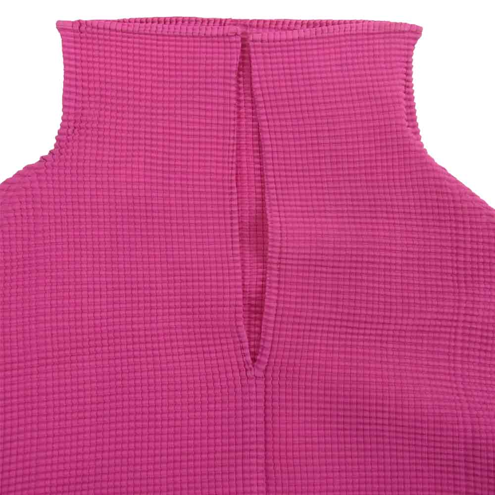 イッセイミヤケ プリーツ PP16FJ061 ボックスプリーツ ボルトネック カットソー 半袖 ピンク ピンク系 3【美品】【中古】