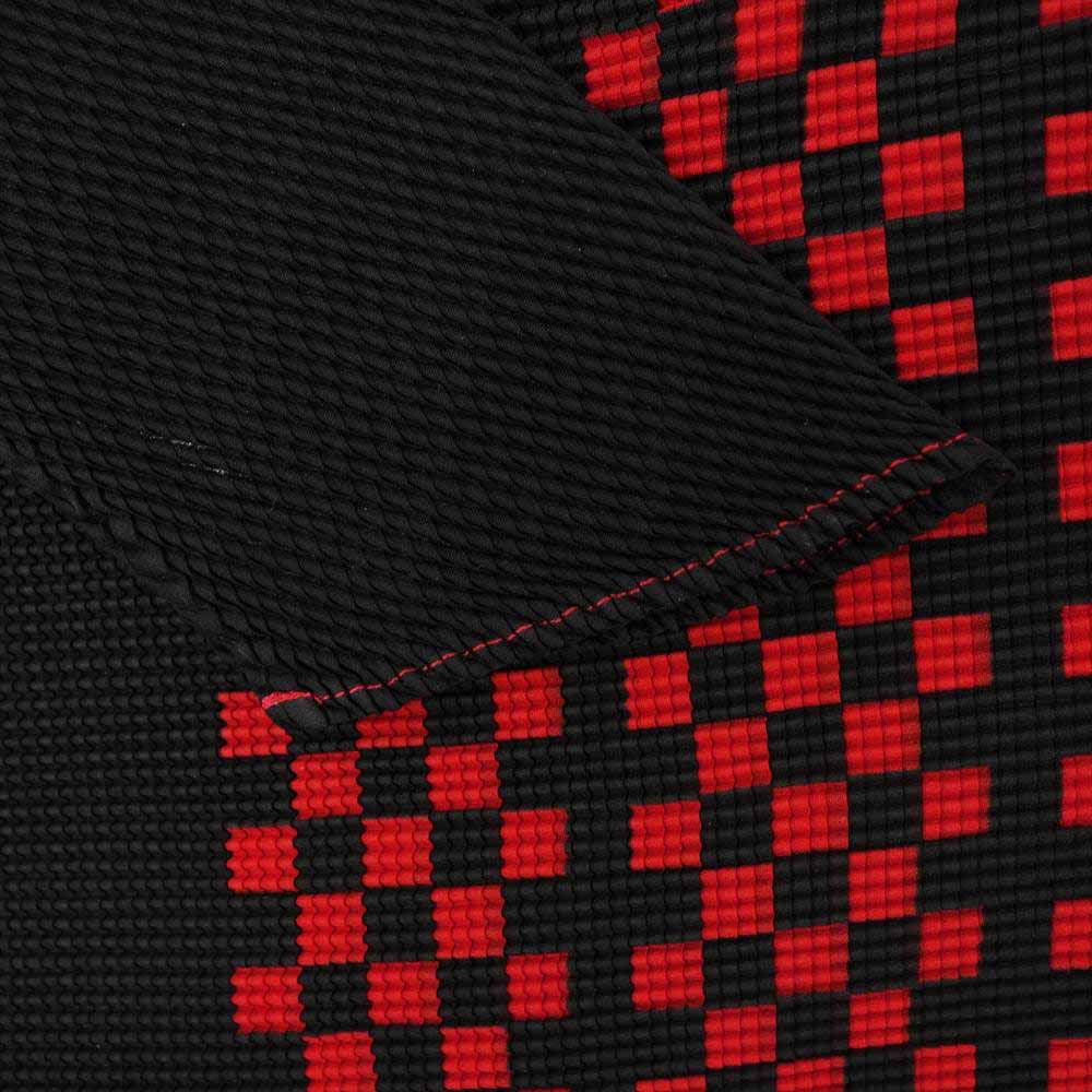 イッセイミヤケ プリーツ PP68FK715 ボックスプリーツ ボックスチェック ボルトネック カットソー 半袖 紫 ブラック系 3【美品】【中古】