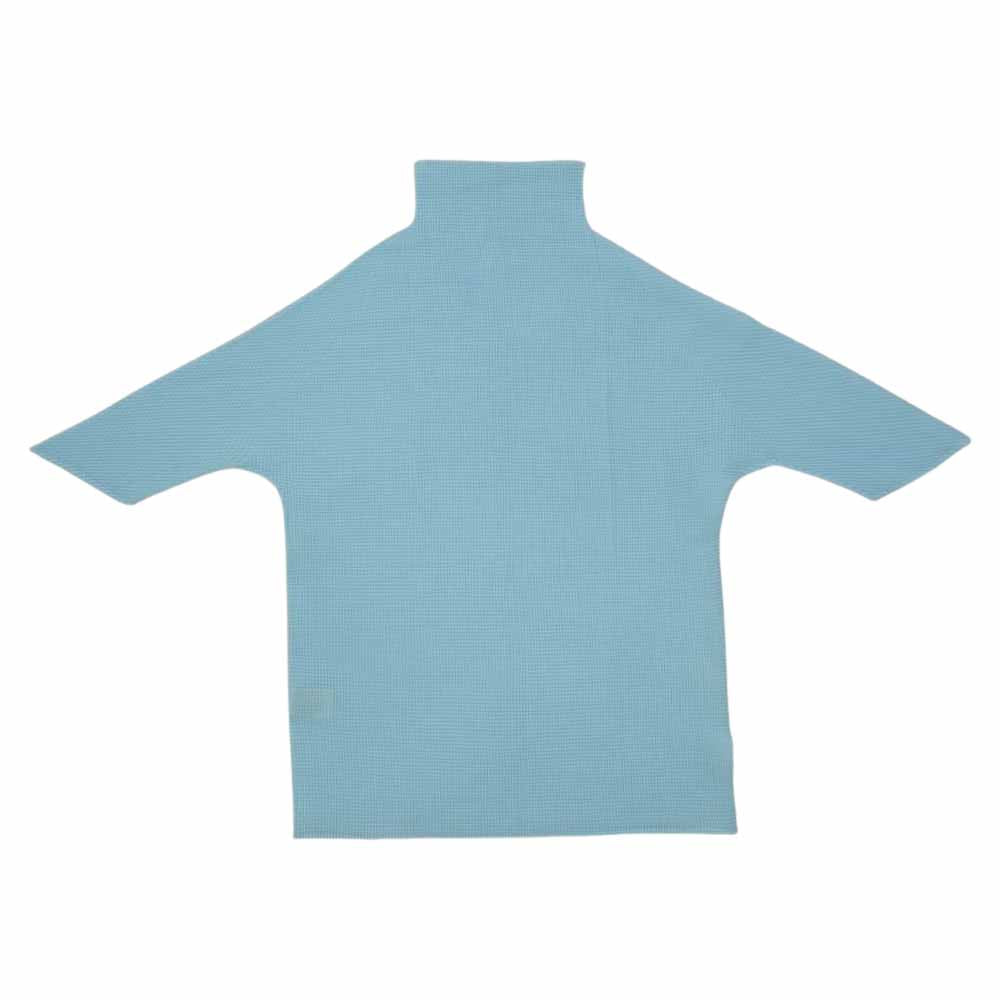 イッセイミヤケ プリーツ PP16-FJ031 ボックスプリーツ ボトルネック カットソー 半袖 水色 ライトブルー系 3【美品】【中古】