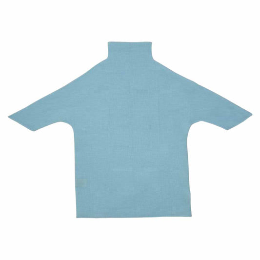 イッセイミヤケ プリーツ PP16-FJ031 ボックスプリーツ ボトルネック カットソー 半袖 水色 ライトブルー系 3【美品】【中古】