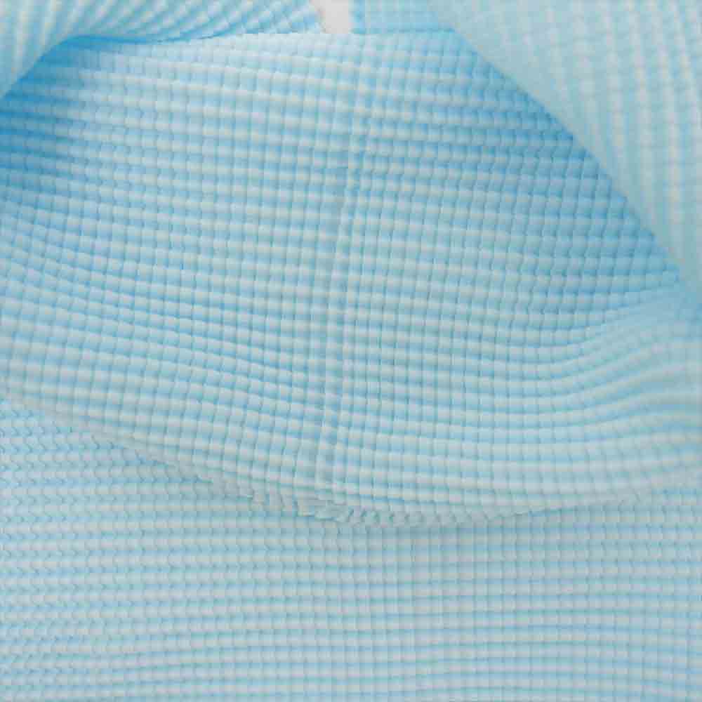 イッセイミヤケ プリーツ PP16-FJ031 ボックスプリーツ ボトルネック カットソー 半袖 水色 ライトブルー系 3【美品】【中古】