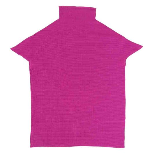 イッセイミヤケ プリーツ PP68FK413 ボックスプリーツ ボルトネック フレンチスリーブ カットソー ピンク ピンク系 3【美品】【中古】