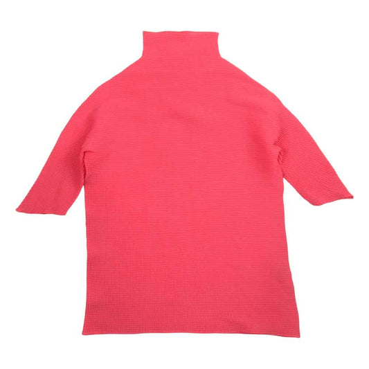 イッセイミヤケ プリーツ PP68FK105 ボックスプリーツ ボルトネック カットソー 半袖 ピンク ピンク系 3【美品】【中古】