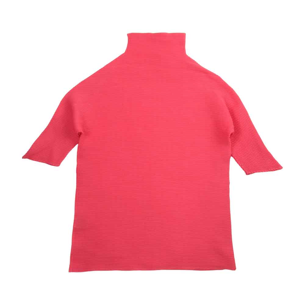 イッセイミヤケ プリーツ PP68FK105 ボックスプリーツ ボルトネック カットソー 半袖 ピンク ピンク系 3【美品】【中古】