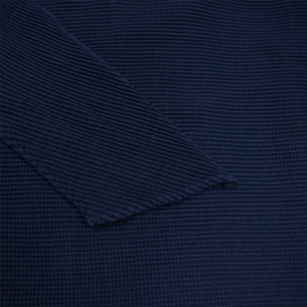 イッセイミヤケ プリーツ PP68FK008 ボックスプリーツ ボルトネック カットソー 半袖 ネイビー系 3【美品】【中古】