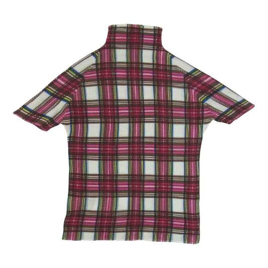 イッセイミヤケ プリーツ PP68FK508 ボックスプリーツ チェック柄 ボルトネック カットソー 半袖 マルチカラー系 3【美品】【中古】