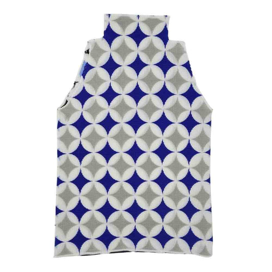 イッセイミヤケ プリーツ PP68FK746 ボックスプリーツ 総柄 ノースリーブ ボトルネック カットソー マルチカラー系 3【美品】【中古】