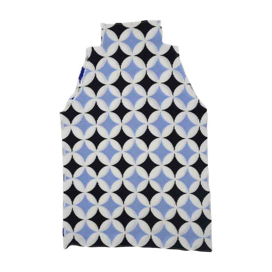 イッセイミヤケ プリーツ PP68FK746 ボックスプリーツ 総柄 ノースリーブ ボトルネック カットソー マルチカラー系 3【美品】【中古】