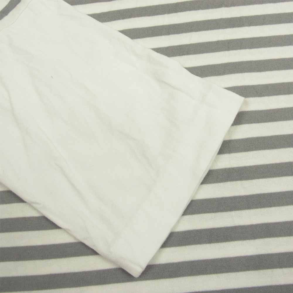 COMME des GARCONS コムデギャルソン PLAY プレイ AZ-T320 AD2021 STRIPED LONG BLOCK SLEEVE T-SHIRT ロゴ刺繍 ボーダー 袖切替 長袖 Tシャツ カットソー グレー系 ホワイト系 XXL【中古】