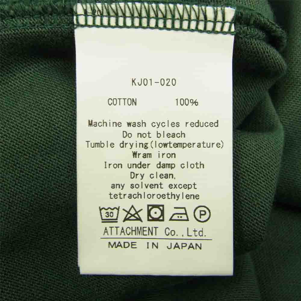 KAZUYUKI KUMAGAI ATTACHMENT カズユキクマガイアタッチメント 20SS KJ01-020 超長綿天竺 クルーネック S/S 長袖 Tシャツ カットソー グリーン系 1【新古品】【未使用】【中古】