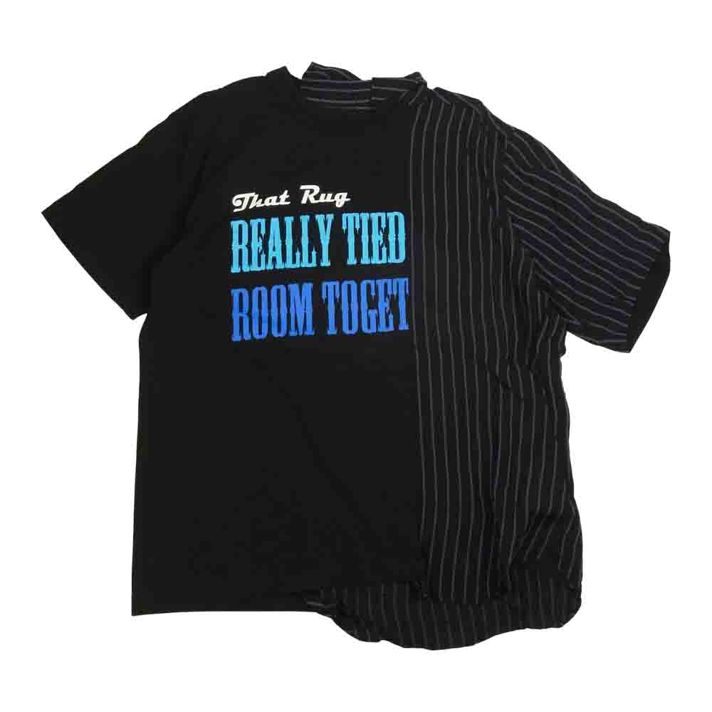 Sacai サカイ 20-02443M × The Big Lebowski ザビッグリボウスキ シャツ ドッキング 半袖 Tシャツ ブラック系 2【中古】