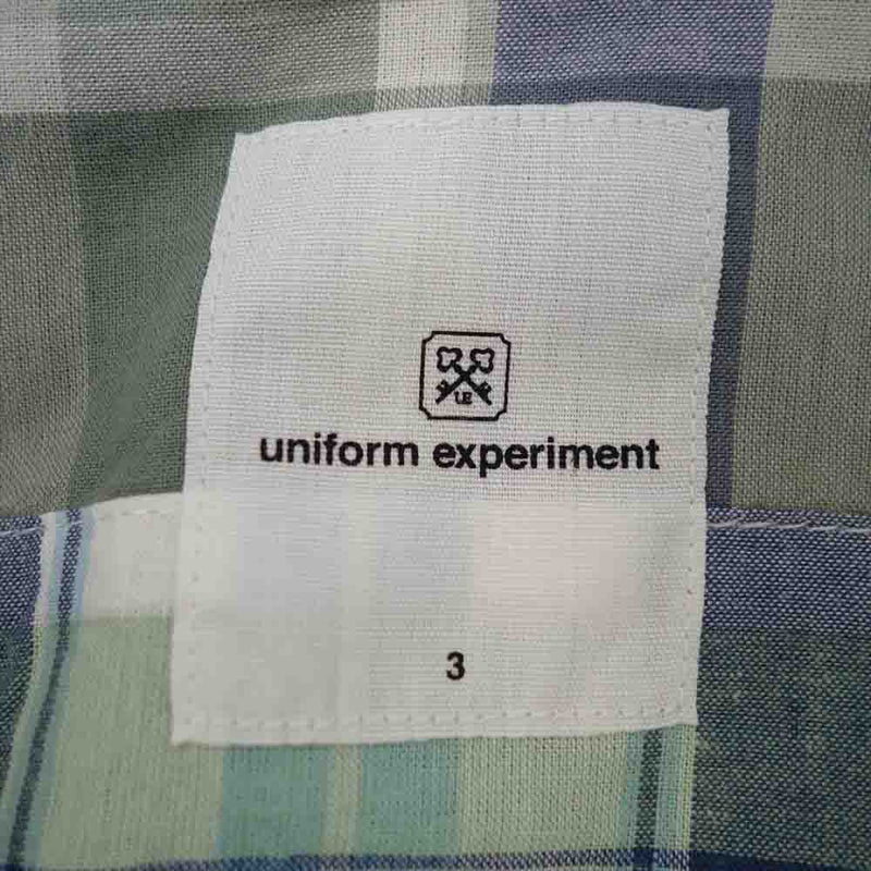 uniform experiment ユニフォームエクスペリメント 22SS UE-220029 S/S BIG B.D SHIRT ボタンダウン チェック 切替 パッチワーク 半袖 シャツ マルチカラー系 3【美品】【中古】