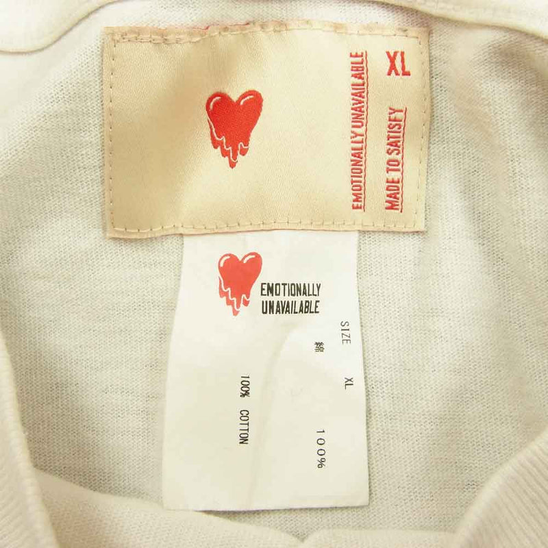 エモーショナリー アンアベイラブル SS HEART T WHT プリント Tシャツ ホワイト系 XL【中古】