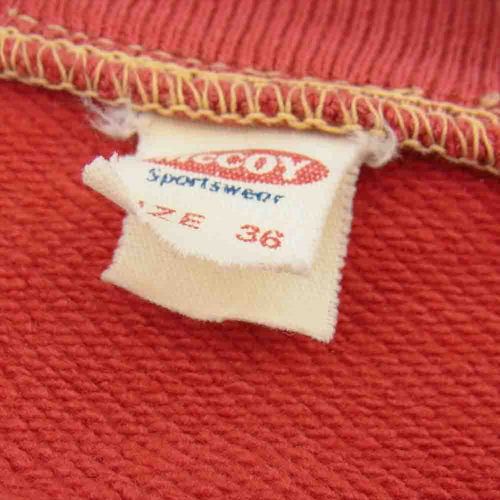 The REAL McCOY'S ザリアルマッコイズ McCOY Sportswear マッコイ スポーツウェア 旧タグ ジップ スウェット  レッド系 36【中古】