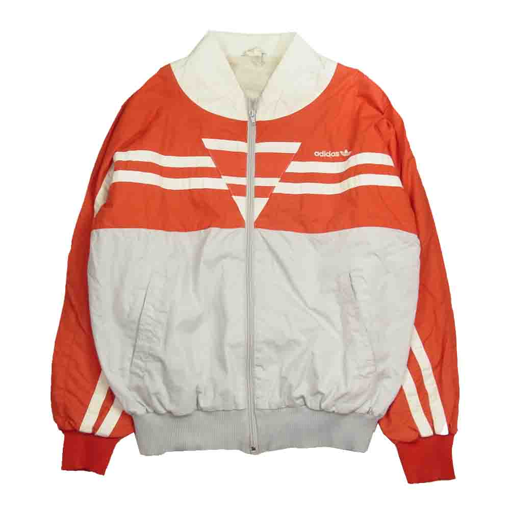 adidas アディダス 裏パイル ボーダー ブルゾン ジャケット レッド系 グレー系 S【中古】