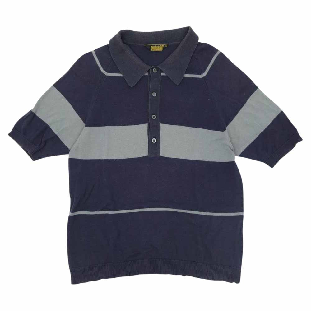 TENDERLOIN テンダーロイン 半袖 ボーダー ポロシャツ  ネイビー系 XS【中古】