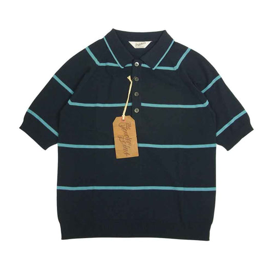TENDERLOIN テンダーロイン POLY POLO 半袖 ボーダー ポロシャツ ネイビー系 S【中古】