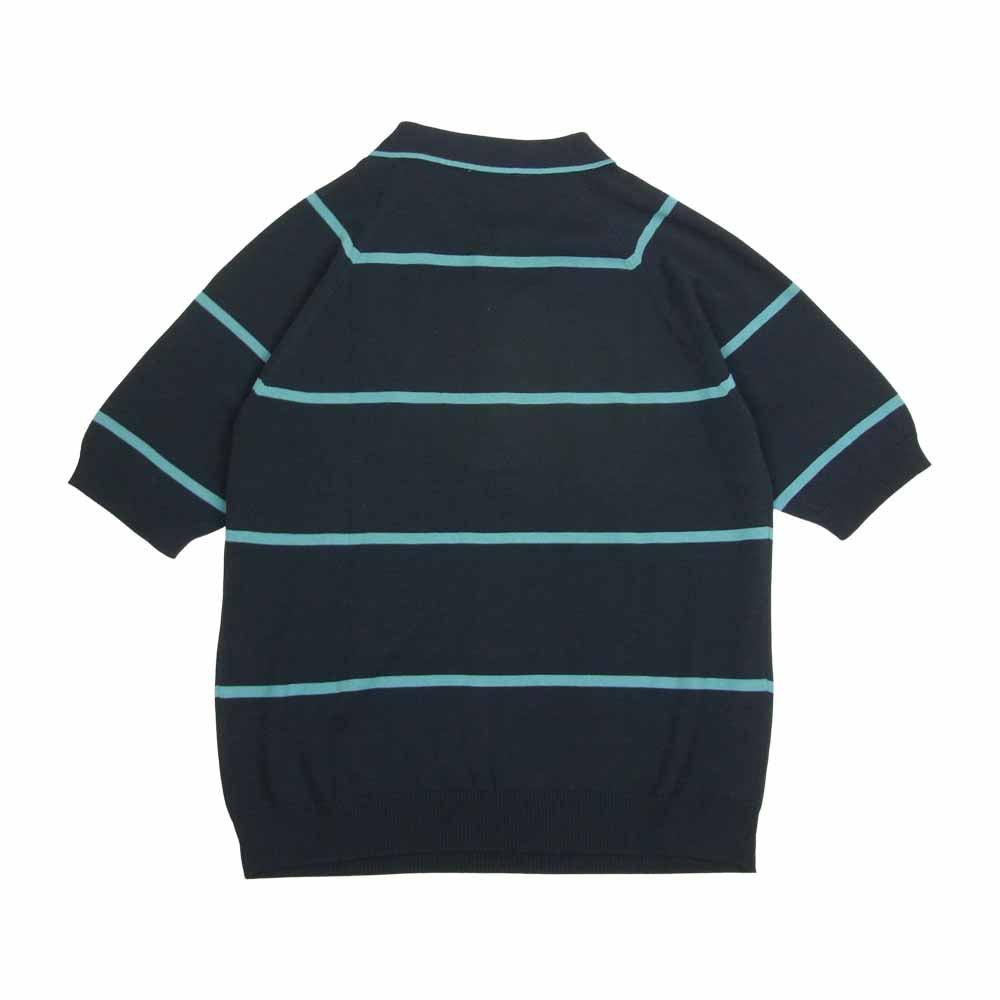 TENDERLOIN テンダーロイン POLY POLO 半袖 ボーダー ポロシャツ ネイビー系 S【中古】