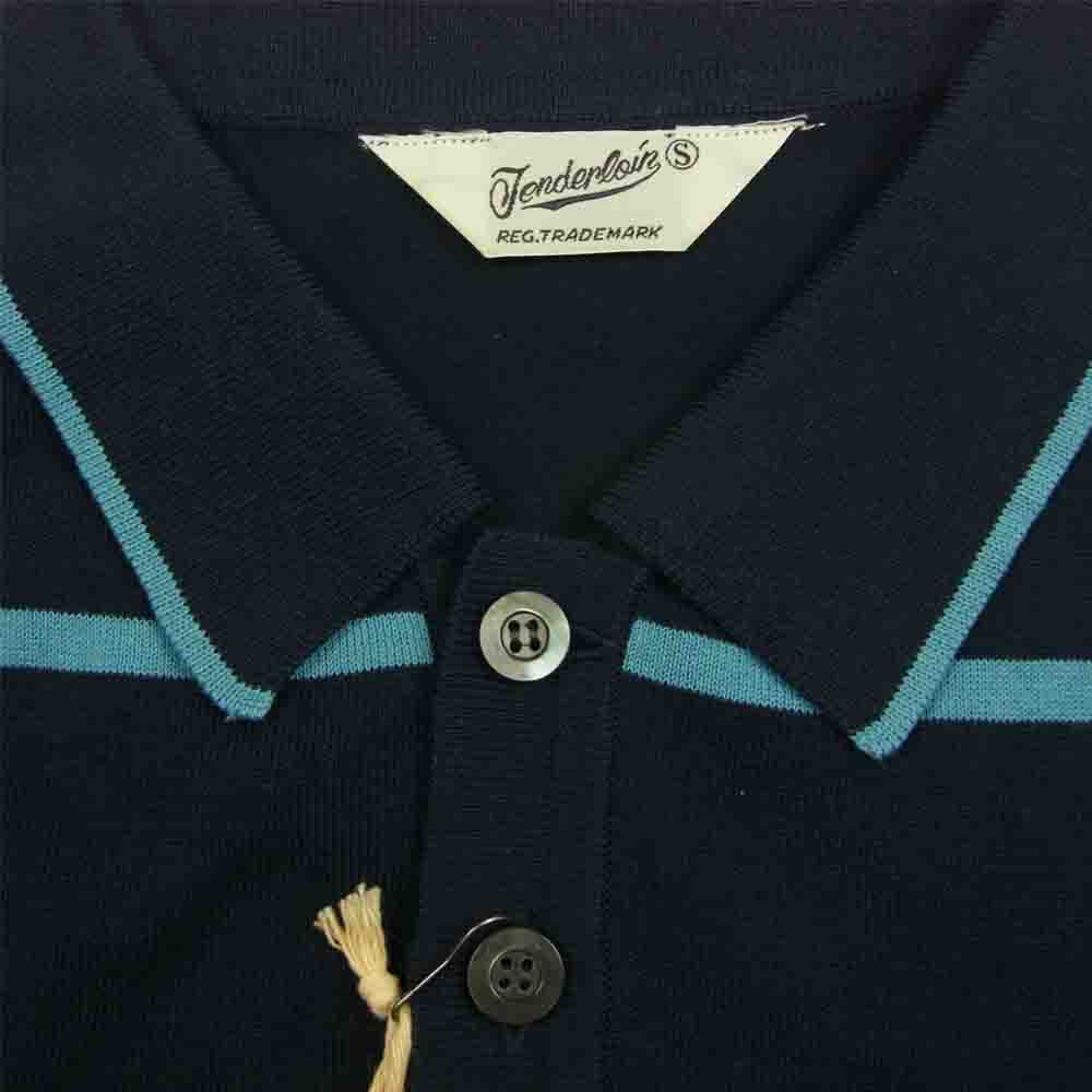 TENDERLOIN テンダーロイン POLY POLO 半袖 ボーダー ポロシャツ ネイビー系 S【中古】