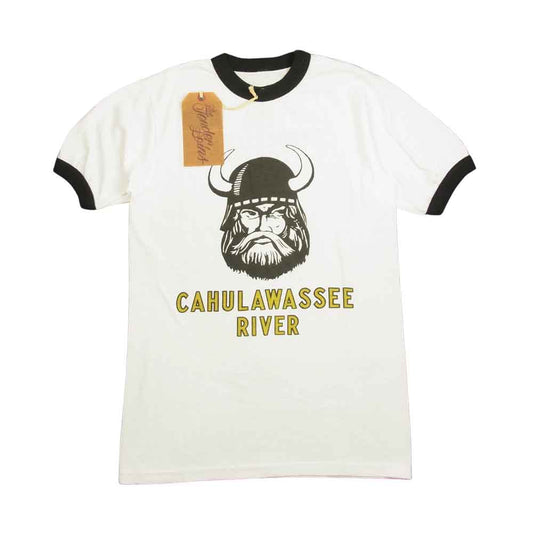 TENDERLOIN テンダーロイン RINGER TEE CV バイキング プリント リンガー Tシャツ ホワイト系 S【中古】