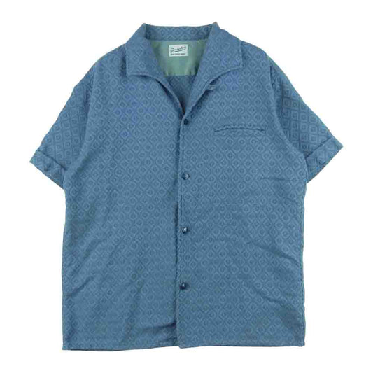 TENDERLOIN テンダーロイン T-S.G SHT 半袖 総柄 オープンカラー シャツ 日本製 グレイッシュブルー系 S【中古】