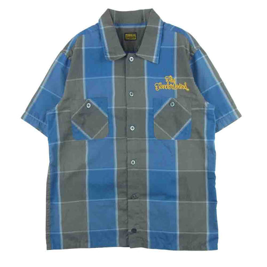 TENDERLOIN テンダーロイン T-POLY CHECK SHT ポリ 半袖 チェック シャツ 日本製 ブルー系 グレー系 XS【中古】