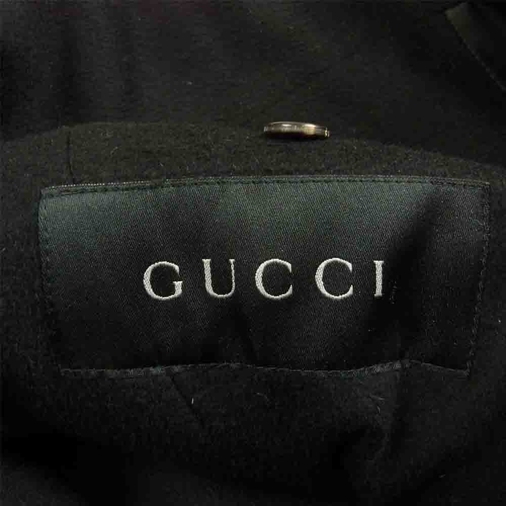 GUCCI グッチ ウール カシミヤ ロング コート ブラック系 48【中古】