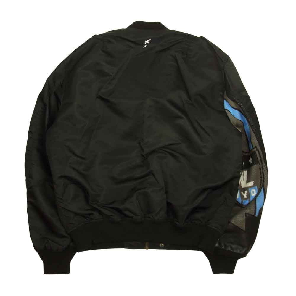 ウィズリミテッド WL-J-99 SUPPORTERS JACKET 袖 ニット レザー 切替 MA-1 フライト サポーターズ ブルゾン ジャケット ブラック系 M【中古】