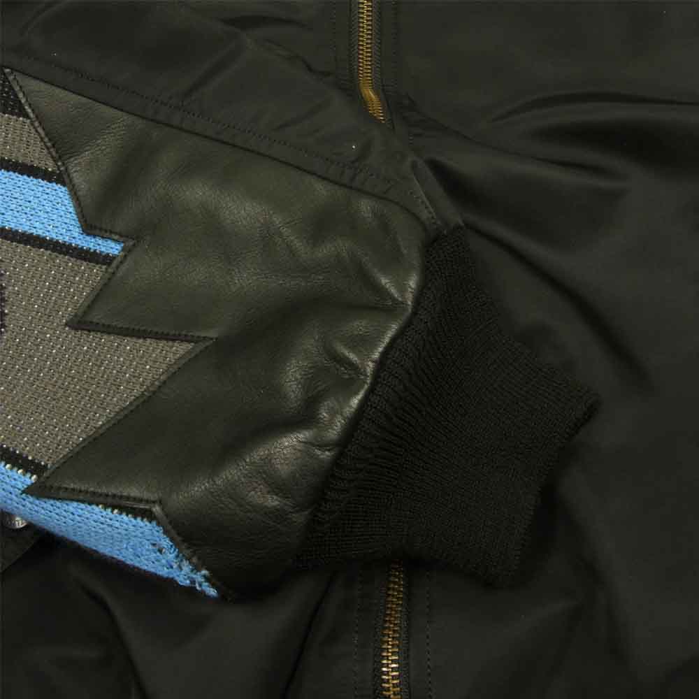 ウィズリミテッド WL-J-99 SUPPORTERS JACKET 袖 ニット レザー 切替 MA-1 フライト サポーターズ ブルゾン ジャケット ブラック系 M【中古】