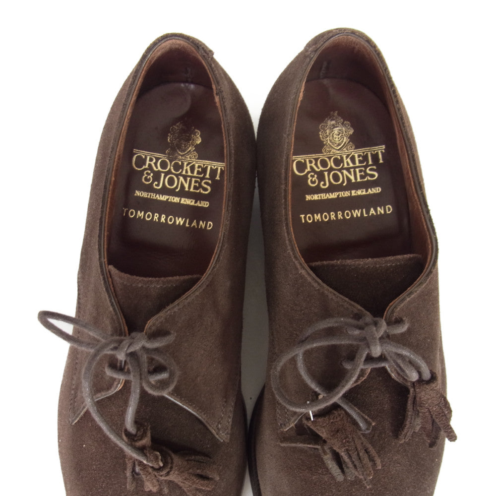 CROCKETT&JONES クロケットアンドジョーンズ 5891 TOMORROWLAND トゥモローランド 別注 BURFORD バーフォード スエード プレーントゥ タッセル ビジネスシューズ ブラウン系 6 1/2【中古】