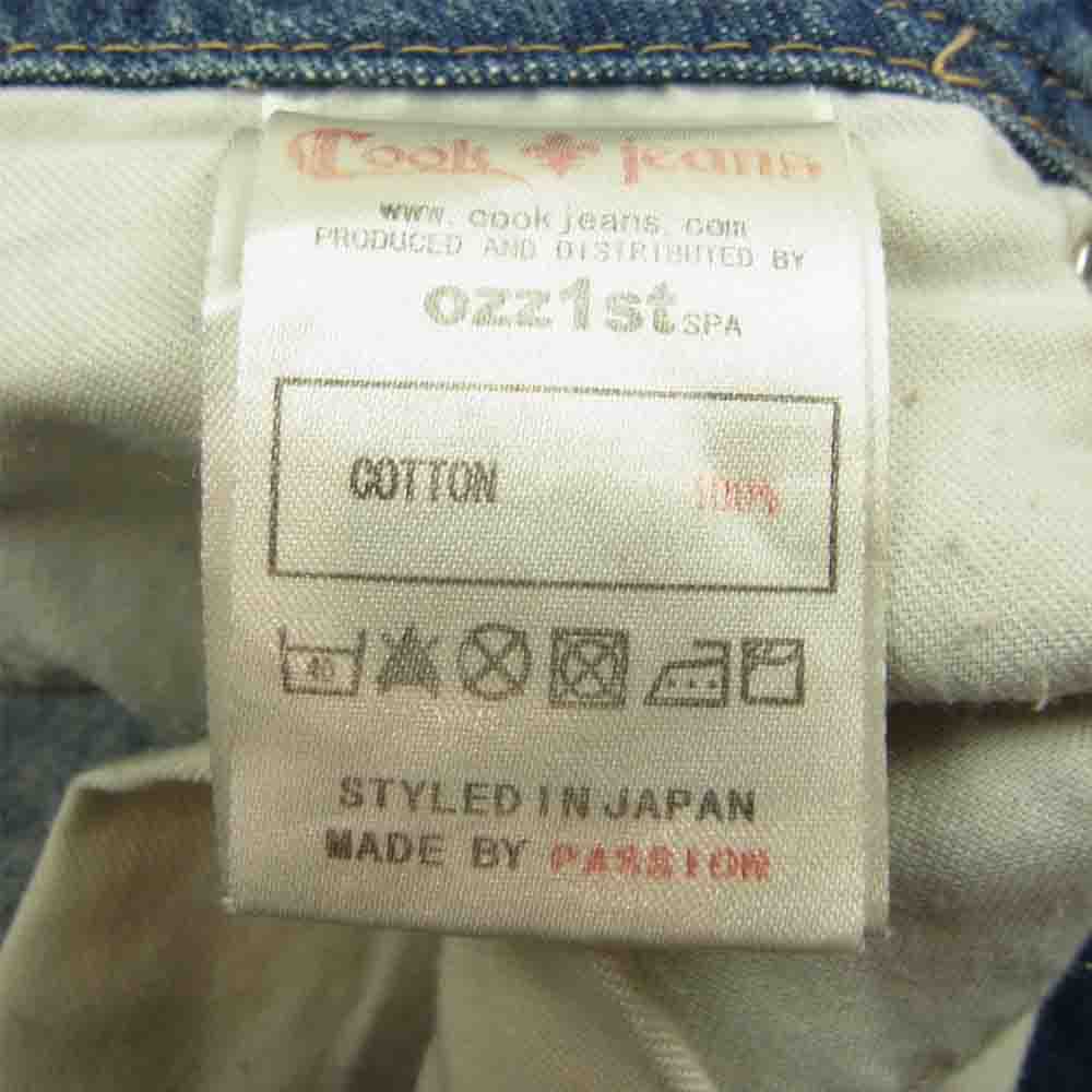 クックジーンズ ダメージ加工 フレア刺繍 ウォッシュ デニム パンツ インディゴブルー系 28【中古】