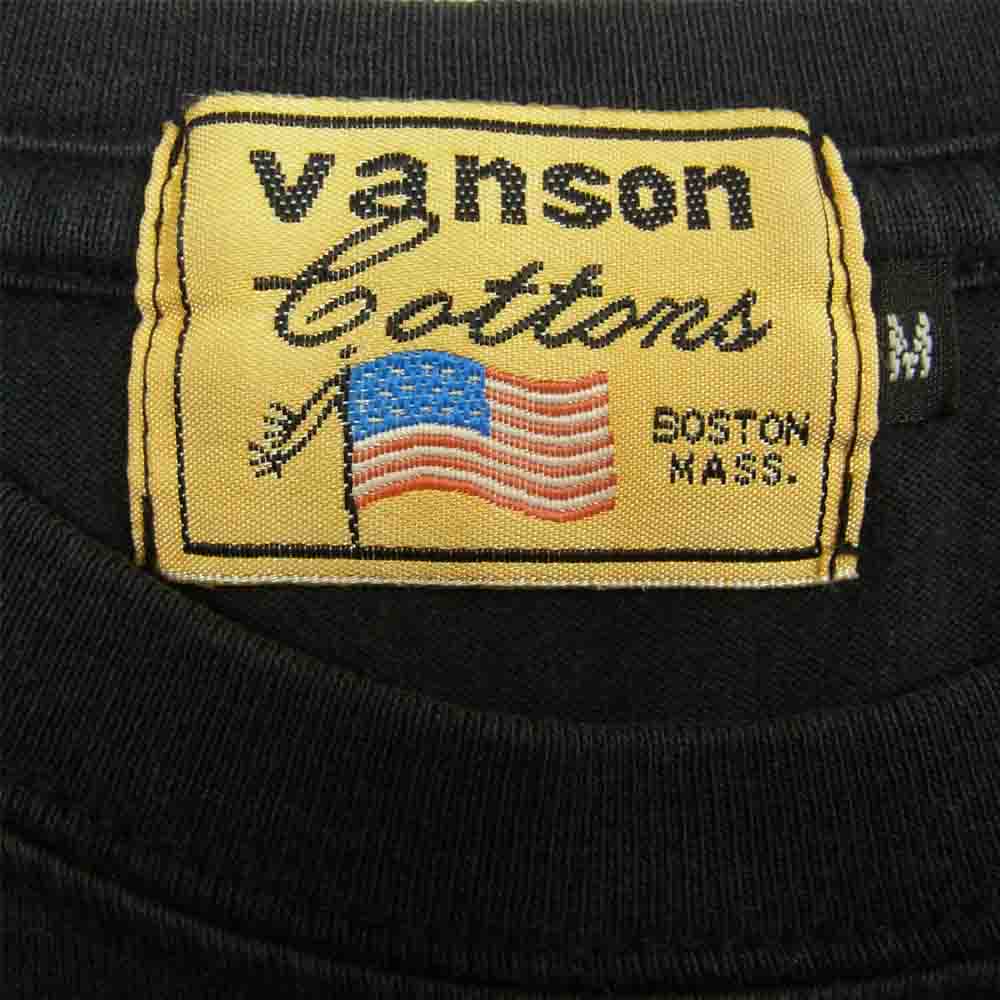 VANSON バンソン ロゴ ウィング刺繍 長袖 Tシャツ カットソー ブラック系 M【中古】