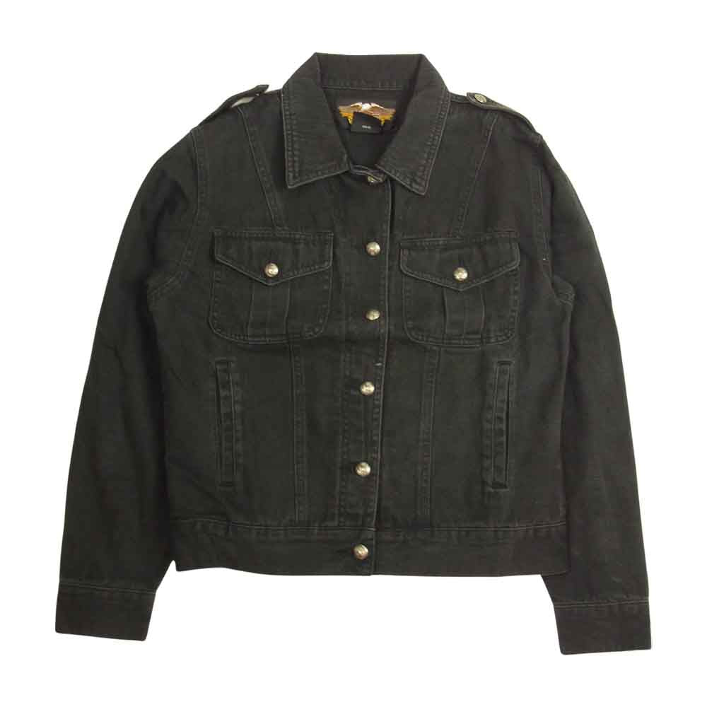 HARLEY DAVIDSON ハーレーダビッドソン エポレット付き ウォッシュ デニムジャケット ブラック系 XS【中古】
