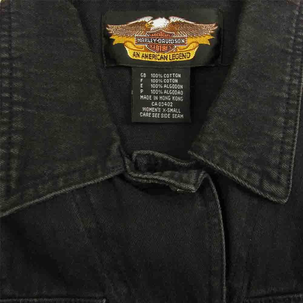 HARLEY DAVIDSON ハーレーダビッドソン エポレット付き ウォッシュ デニムジャケット ブラック系 XS【中古】