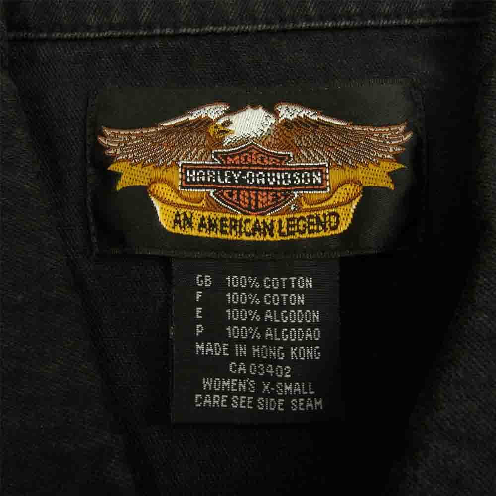 HARLEY DAVIDSON ハーレーダビッドソン エポレット付き ウォッシュ デニムジャケット ブラック系 XS【中古】