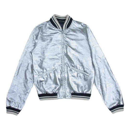 SAINT LAURENT サンローラン 14SS 347056 YM62R エディ期 国内正規品 TEDDY JACKET テディ ジャケット 裏地シルク100％ メタリック ブルゾン シルバー系 XS【中古】