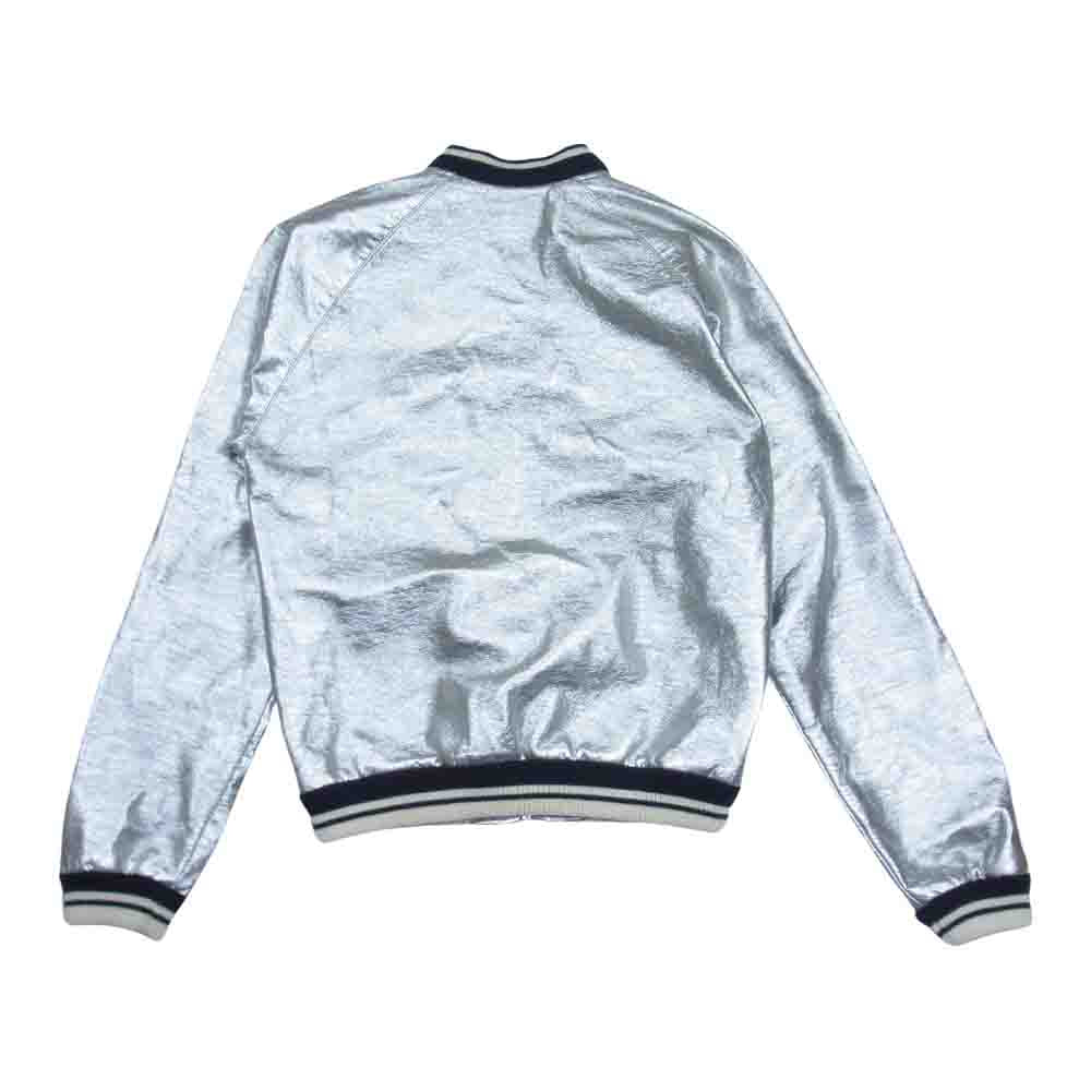 SAINT LAURENT サンローラン 14SS 347056 YM62R エディ期 国内正規品 TEDDY JACKET テディ ジャケット 裏地シルク100％ メタリック ブルゾン シルバー系 XS【中古】