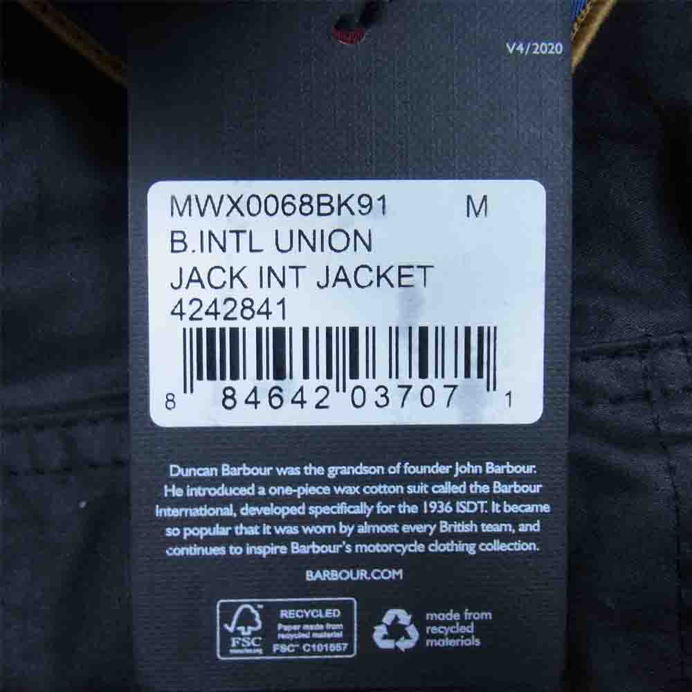 Barbour バブアー International Union Jacket ユニオンジャック インターナショナル オイルド ジャケット ブラック系 M【新古品】【未使用】【中古】
