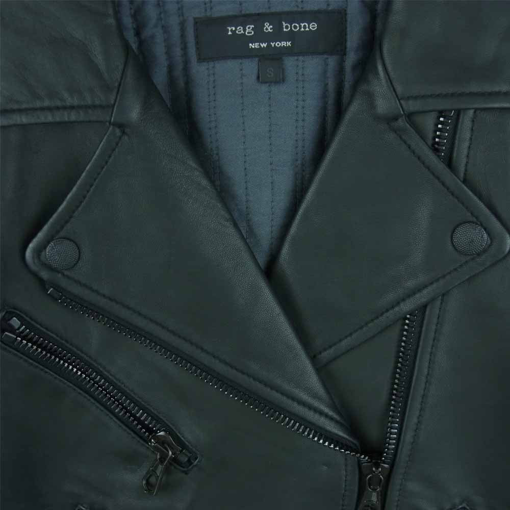 rag & bone ラグアンドボーン JT-J014 羊革 ラムレザー サイド レースアップ レザー ライダース ジャケット ブラック系 S【中古】