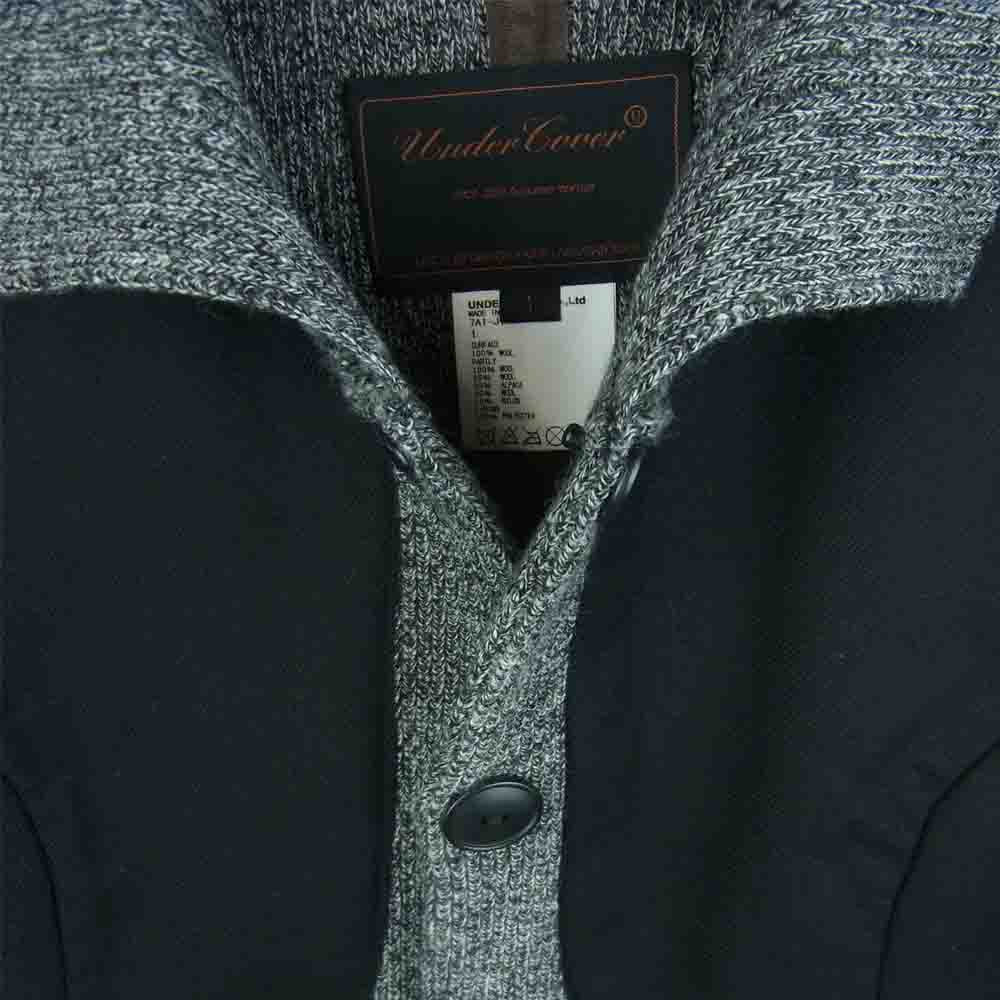 UNDERCOVER アンダーカバー 2007-2008AW 7A1-J1 無題 ニットとハイテク ニット 切替 コットン キャンバス ジャケット ブラック系 1【美品】【中古】