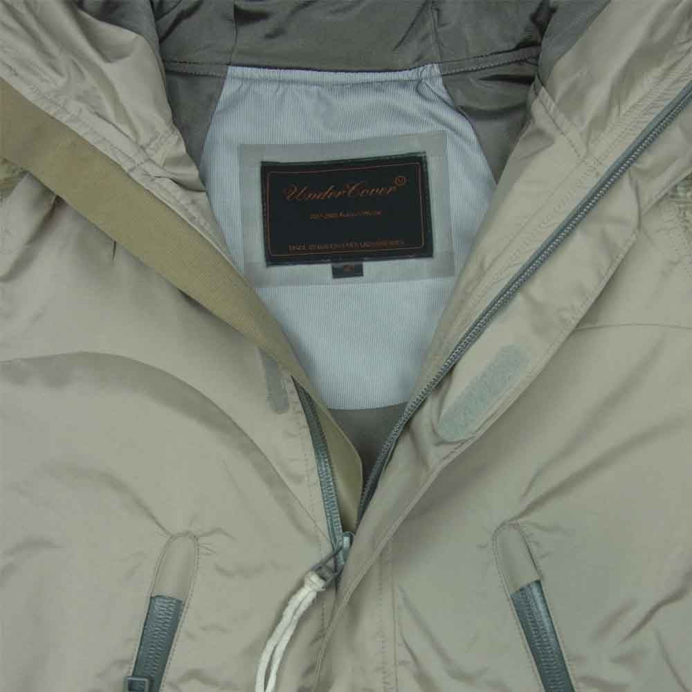 UNDERCOVER アンダーカバー 2007-2008AW 7A8-B2 無題 ニットとハイテク ニット リップストップ 切替 ナイロン フード コート グレー系 2【美品】【中古】